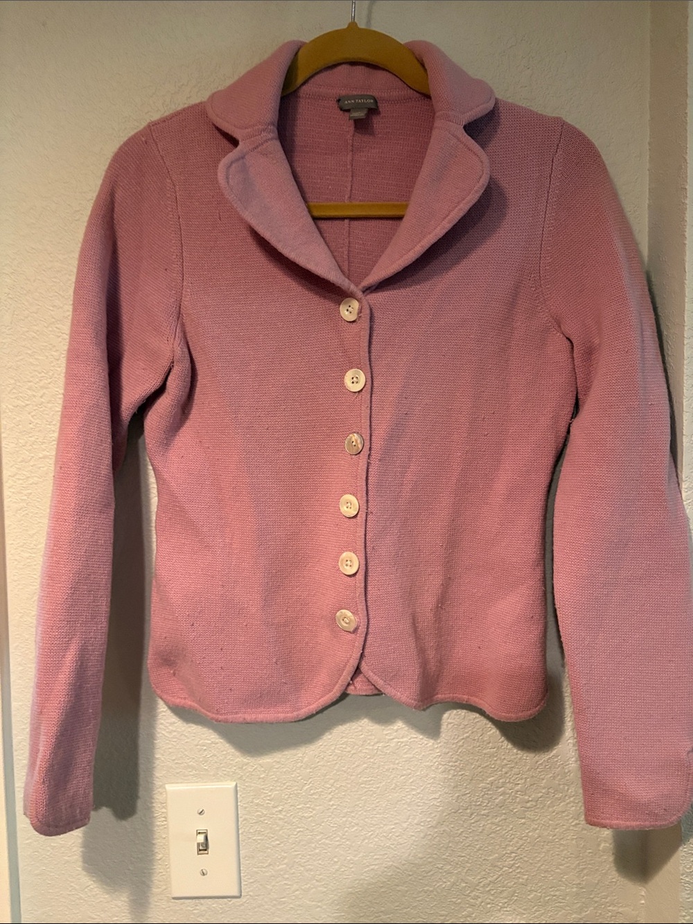 Ann Taylor Pink Button-Front Knit Cardigan
